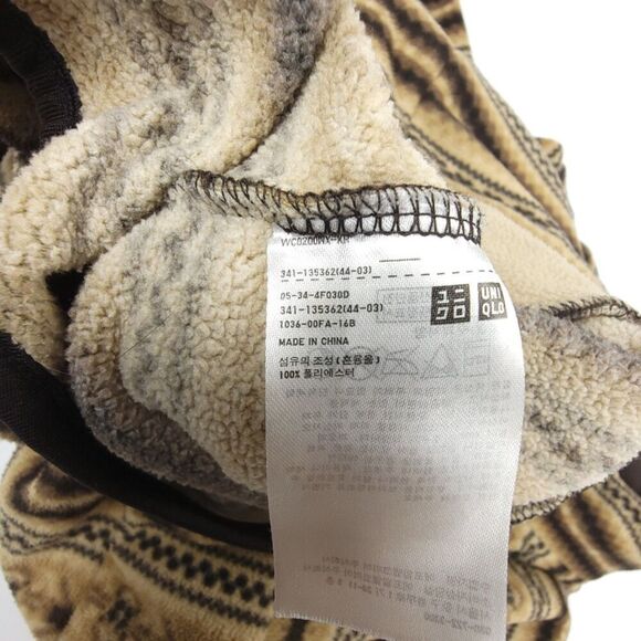 NEW Uniqlo Fleece Full Zip Jacket Teddy Sweater Brown Fair Isle Gorpcore Large - Picture 6 of 6